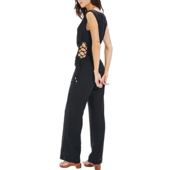 VIX Paula Hermanny Carina Red Lace up Resortwear Beach Vacation Jumpsuit Size 0 - Picture 12 of 13